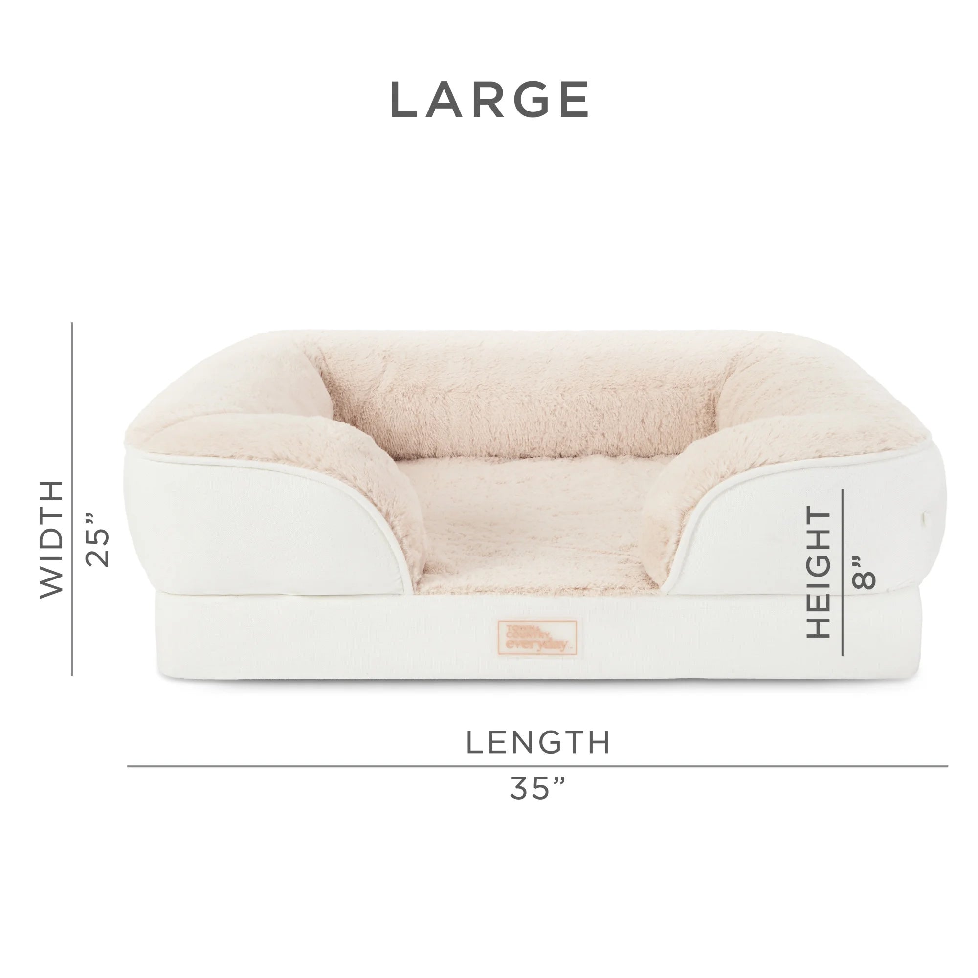 EVERYDAY Cuddletown Comfy Solid Bolster Sofa Pet Bed, Supportive & Calming Egg Crate Foam, Water Repellent, Non-Slip Bottom, Machine Washable Cover, Blue, Large 35"X25"X8"