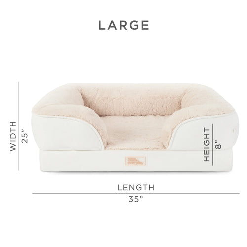 EVERYDAY Cuddletown Comfy Solid Bolster Sofa Pet Bed, Supportive & Calming Egg Crate Foam, Water Repellent, Non-Slip Bottom, Machine Washable Cover, Blue, Large 35"X25"X8"